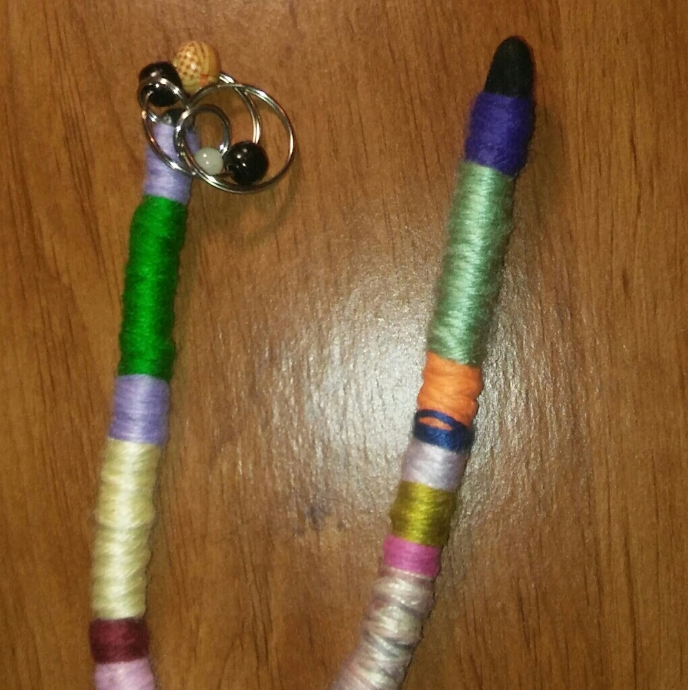 Multicolored bendable hair tie keychain